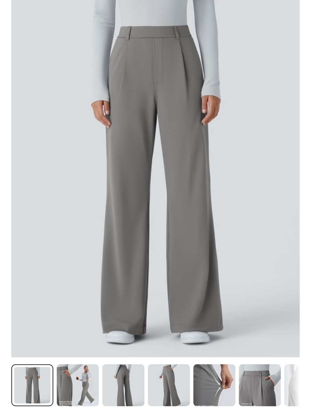 HALARA Wide-Leg Pleated Pants - Gray